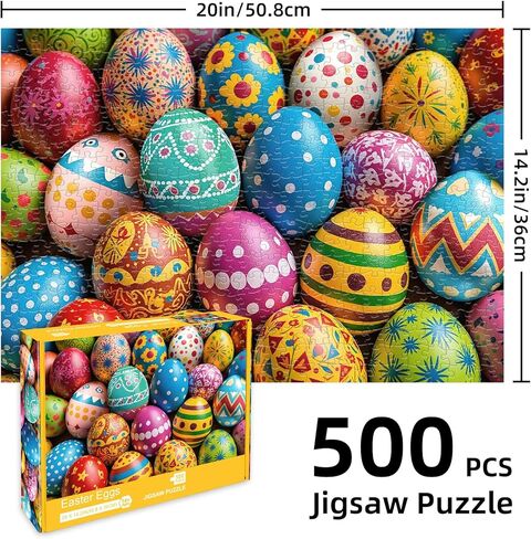 ألغاز هوبجو للبالغين 500 قطعة، ألغاز بيض عيد الفصح النابضة بالحياة، هدايا عيد الفصح المضحكة للبالغين 20 بوصة × 14.2 بوصة in Kuwait
