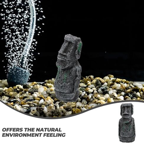 balacoo Easter Moai Statue for Aquarium Decor, Resin Easter Island Head Statue Betta Fish Landscape Decor for Terrariums, Fish Tank Rockery Ornament in Saudi Arabia