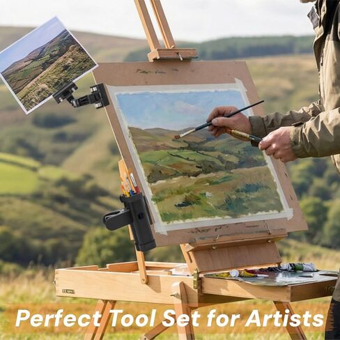 Paint Brush Copy Clip Holder, Metal Easel Brush Clip, 360° Rotatable Paper Document Sign Holder for Typing, Drum Stick Holder Clamp, Suitable for Artist Sketch Drawing Board Computer in Saudi Arabia