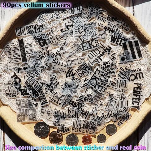Words Quote Stickers for Scrapbooking Inspirational Phrase Positive Encouraging Small Talk Sentence Gratitude Affirmation Journaling Stuff Junk Journal Embellishments (1, PVC and Vellum) in Saudi Arabia