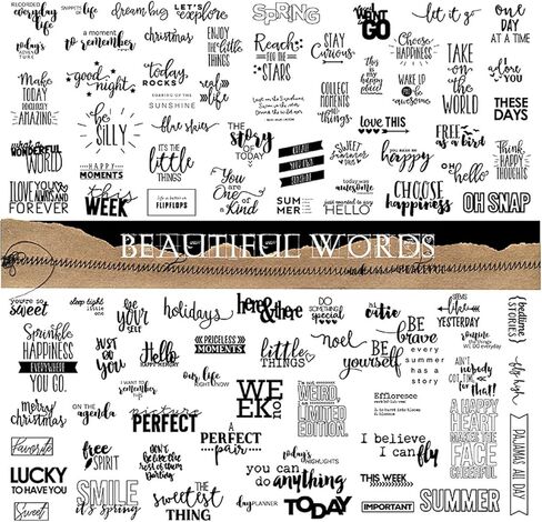Words Quote Stickers for Scrapbooking Inspirational Phrase Positive Encouraging Small Talk Sentence Gratitude Affirmation Journaling Stuff Junk Journal Embellishments (1, PVC and Vellum) in Saudi Arabia