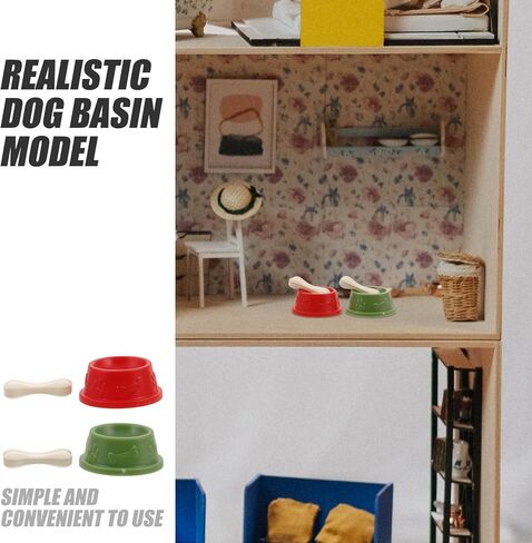 Garneck 4 Sets Miniature Dog Food Bowls Tiny Plastic Animal Figurines with Bone Dollhouse Pet Food Bowl Toy for Kids Miniature Dollhouse Dog Accessories in Saudi Arabia