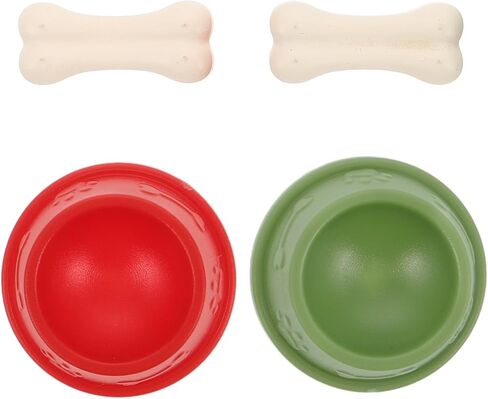 Garneck 4 Sets Miniature Dog Food Bowls Tiny Plastic Animal Figurines with Bone Dollhouse Pet Food Bowl Toy for Kids Miniature Dollhouse Dog Accessories in Saudi Arabia