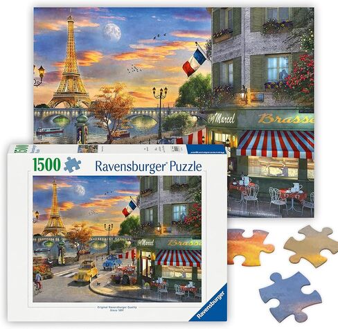 Ravensburger - مدينة باريس الرومانسية - أحجية الصور المقطوعة 1500 قطعة - تتميز بشارع مدينة قديم وجذاب وبرج إيفل - قابلة للتأطير - جودة ممتازة - ألغاز للبالغين in Kuwait