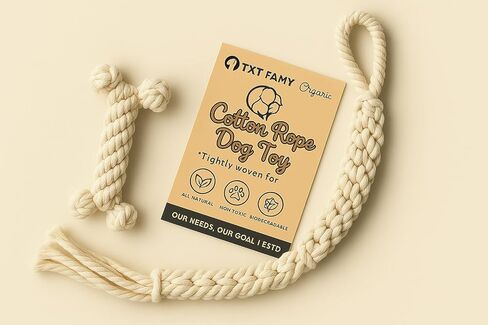 لعبة الكلب المصنوعة من حبل قطني من Macrame - لعبة مضغ منسوجة يدويًا على شكل عظمة للكلاب الصغيرة والجراء - صديقة للبيئة، متينة، آمنة - قطن أبيض in Kuwait