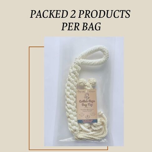 لعبة الكلب المصنوعة من حبل قطني من Macrame - لعبة مضغ منسوجة يدويًا على شكل عظمة للكلاب الصغيرة والجراء - صديقة للبيئة، متينة، آمنة - قطن أبيض in Kuwait