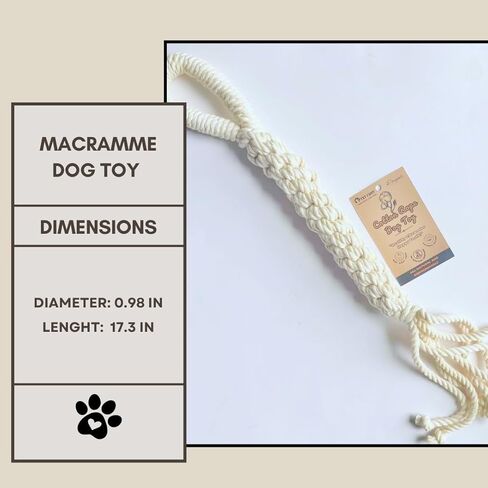 لعبة الكلب المصنوعة من حبل قطني من Macrame - لعبة مضغ منسوجة يدويًا على شكل عظمة للكلاب الصغيرة والجراء - صديقة للبيئة، متينة، آمنة - قطن أبيض in Kuwait