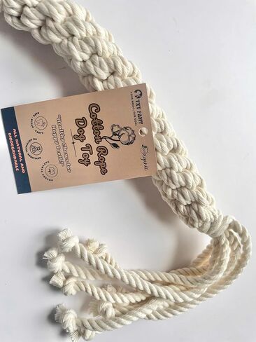 لعبة الكلب المصنوعة من حبل قطني من Macrame - لعبة مضغ منسوجة يدويًا على شكل عظمة للكلاب الصغيرة والجراء - صديقة للبيئة، متينة، آمنة - قطن أبيض in Kuwait