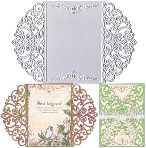 Lace Flower Metal Cutting Dies for Card Making, Wedding Invitation Card Border Die Cuts Carbon Steel Embossing Stencil Template Cutting Tools for DIY Scrapbooking Paper Card Photo Album Craft Supplies in Saudi Arabia
