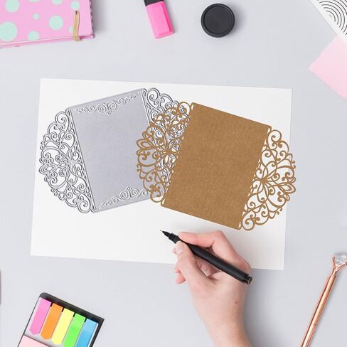 Lace Flower Metal Cutting Dies for Card Making, Wedding Invitation Card Border Die Cuts Carbon Steel Embossing Stencil Template Cutting Tools for DIY Scrapbooking Paper Card Photo Album Craft Supplies in Saudi Arabia