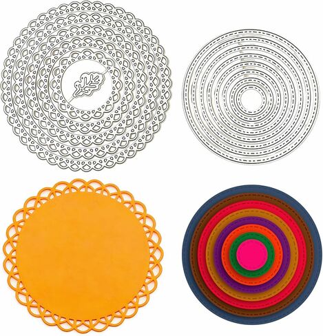 2PCS Multi-Layer Scrapbooking Circle Cutting Dies Set, 4.72 Inch & 3.74 Inch Carbon Steel Round & Lace Frame Cut Dies for DIY Card Scrapbooking & Journal Embossing Paper Crafts Making Supplies in Kuwait