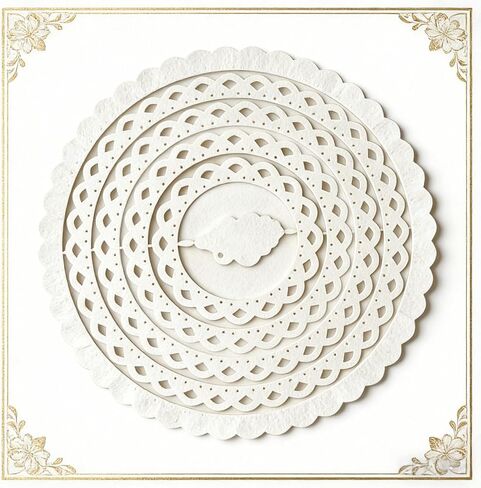 2PCS Multi-Layer Scrapbooking Circle Cutting Dies Set, 4.72 Inch & 3.74 Inch Carbon Steel Round & Lace Frame Cut Dies for DIY Card Scrapbooking & Journal Embossing Paper Crafts Making Supplies in Kuwait