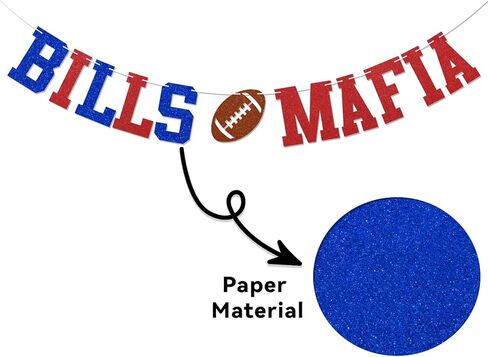 Bills Mafia Banner - Go Bills Sign, Football Party Decor, Bills Football Game Day Party Decorations Blue & Red Glitter in Saudi Arabia