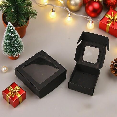 10 Packs 5x5x2.5cm White Cookie Boxes, Bakery Boxes with Window, Mini Cake Boxes, Food Container Boxes for Cookies, Pastry, Pie, Strawberries, Donuts, Candy, Desserts, Small Cake in Saudi Arabia