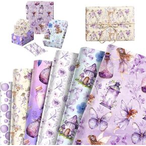 BACH AND BOUJEE Butterfly Fairy Wrapping Paper Purple Pink Gift Wrap Paper Fairy Birthday Party Decorations Spring Butterfly Wrapping DIY Crafts Papers GardenTea Party Supplies Bridal Shower in Kuwait
