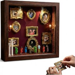 DIY Mini Museum Silhouette Box, Shadow Box Frame Set, Museum of Us Box with Gold Mini Picture Frames & Figurines for Anniversary and Valentine's Day Gifts, Wedding, Birthday (Black) in Saudi Arabia