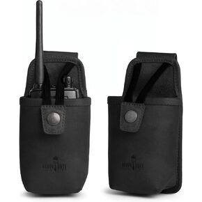 Heavy Duty Hide, Radio Case Handmade from Full Grain Leather - Walkie Talkie Belt Holster, Two-Way Radio Carrier - Stores & Clips on Hip for Easy Access, Durable, Tactical Accessories - Bourbon Brown in Saudi Arabia
