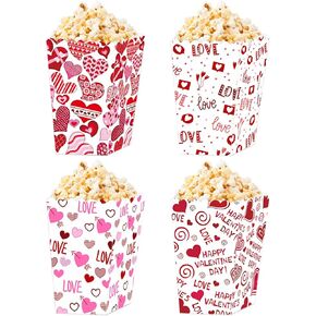 12 Pcs Valentine's Popcorn Boxes Disposable Candy Snack Cookie Gift Treat Paper Box for Wedding Birthday Party Supplies (Style 1) in Saudi Arabia