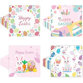 40 قطعة من مناديل عيد الفصح - مناديل ورقية بتصميم الأرنب والبيض لحفلات الربيع (مطوية 6.5 × 6.5 بوصة)، ديكور طاولة العشاء للاستعمال مرة واحدة in Kuwait