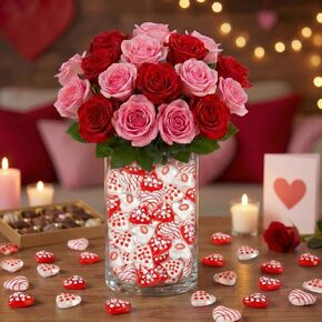 60 Pcs Valentine's Day Vase Bowl Fillers Resin Heart Shaped Gems Red Heart Flatback Embellishments for Table Scatters Wedding Party Event Valentine's Day Decoration Favor in Saudi Arabia