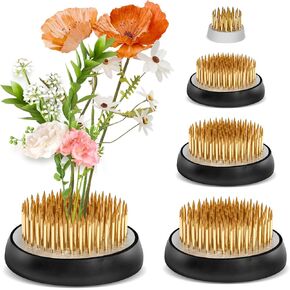 5 Pcs Flower Frogs for Flower Arrangements, Brass Floral Frog Kenzan with Rubber Base, Japanese Ikebana Flower Holder Fixed Tools for Vase, DIY Floral Arrangement Supplies (Multiple Sizes, Gold) in Kuwait