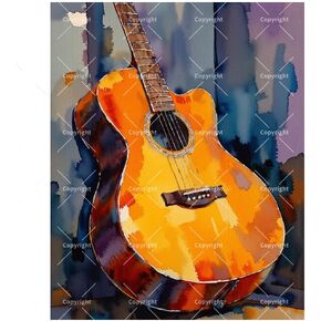 Guitar Art Paint by Numbers Kit for Adults - DIY Watercolor Acoustic Guitar Painting on Canvas 16x20In, Acrylic Paint Set, Suitable for Beginners, Musical Art for Home Decoration or Gifts in Saudi Arabia