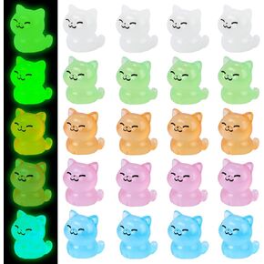 Resin Cats, 25 Pcs Mini Luminous Cat Figurines Tiny Cute Animals Ornament Glow in The Dark Cat Pet Statues for DIY Craft Party Cake Topper Decor Micro Landscape Dollhouse Fairy Garden in Saudi Arabia