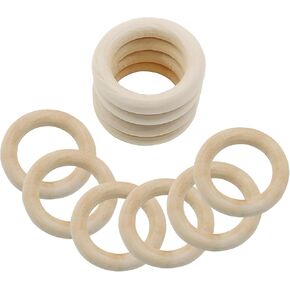 30 قطعة من حلقات الخشب الطبيعي مقاس 1.57 بوصة / 40 مم، حلقات خشبية ناعمة غير مكتملة من حلقات مكرامية للحرف اليدوية، قلادة حلقية وموصلات لصنع المجوهرات in Kuwait