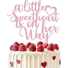 غلاف كعكة Red Glitter A Little Sweetheart is on Her Way، مستلزمات تزيين حفلات استقبال المولود الجديد in Kuwait