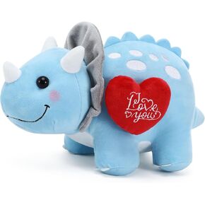 Syhood 12 Inch Love You Plush Stuffed Dinosaur with Red Heart Cute Stuffed Animals for Girlfriend Blue Dinosaur Plush Toys for Anniversary, Romantic Date in Kuwait