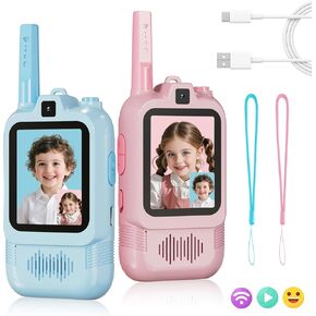 Video Walkie Talkies for Kids, Dual Camera 2-Pack Rechargeable Video Intercom,1600 Ft Range 2 Way Radios Toys|Voice Chat&Photo, Gifts for Age 3-12 Boys Girls Indoor Outdoor Games, Camping (Pink/Blue) in Saudi Arabia