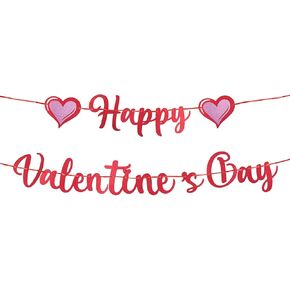 لافتة عيد الحب السعيدة من توتيلوكس، لافتة عيد الحب اللامعة مع إكليل قلب للأماكن الخارجية والداخلية، لوازم ديكور معلقة لحفلات عيد الحب، أحمر وردي in Kuwait