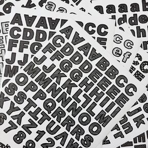 Bold Black & White Alphabet Stickers – 775+ Vinyl Letter & Number Stickers, Water-Resistant, 1 Inch Tall, Block Font with 5 Patterns in Saudi Arabia