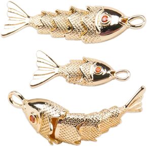 SaiDian 3 قطع Koi Gold Fish Necklace 3D Fish Charms مطلية بالذهب المعلقات حيوانات البحر DIY صناعة المجوهرات تحت عنوان المحيط للأساور والقلائد والأقراط متعة صياغة الملحقات in Kuwait