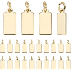 PH PandaHall 24pcs 14K Gold Plated Blank Charms Tiny Stamping Blanks Charms Rectangle Tag Pendants Mini Metal Charm with Jump Rings for Jewelry Making Engraving Bracelet Necklace Earring, 13x6mm in Saudi Arabia