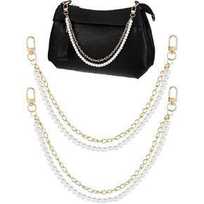 Telooco 2Pcs Pearl Bag Chain Extender 10“ Bag Chains for Handbags Pearl Bags Chain Metal Shoulder Crossbody Bags Short Handle Replacement Charms Accessories for Women（Gold） in Saudi Arabia