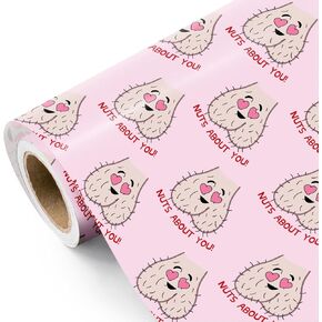 WRAPAHOLIC Adult Funny Wrapping Paper Roll - Mini Roll - 17 Inch x 16.5 Feet - Nuts About You Pink Rude Adult Wrapping Paper for Boyfriend, Girlfriend, Anniversary, Valentines Day in Kuwait