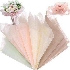 40 Sheets 23.6x23.6 inches Cotton Wrapping Flower Lining Paper,Korean Style Of Waterproof Floral Bouquet Lining Paper Withdrawable Pleated Wrapping Paper Gift Packaging Paper,4 Colors in Kuwait