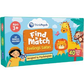 Find & Match - Feelings Safari | Animals & Emotions Matching Memory Game for Kids | Ages 3+ | Social Emotional Learning Toys and Activities | Play Therapy Games in Kuwait