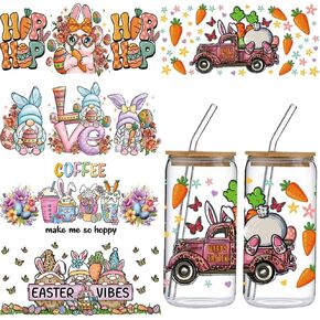 5 Sheets of St.Patrick's Day UV DTF Cup Wrap Transfer Stickers for Glass Irish Day Shamrocks Rub on Transfer Saint Paclita's Day Lucky Clover Lips Coin Drinks Uvdtf Cup Wrap for 16OZ Libbey Glass Cups in Saudi Arabia