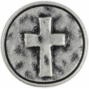 Bezelry 12 Pieces Cross Heraldry Metal Shank Buttons. 15mm (19/32 inch) (Antique Silver) in Saudi Arabia