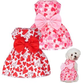 choyaxo Valentine Dog Dress لطيف الكلب تنورة الكلاب عيد الحب الزي الصيف ملابس الحيوانات الأليفة لجرو القطط in Kuwait