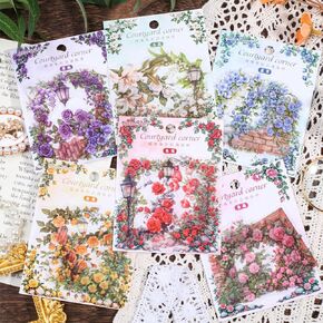 180pcs Courtyard Corner Flower Stickers for Scrapbooking Journaling Vintage Flowers Self-Adhesive Scrapbook Stickers Aesthetic Floral Sticker Pack Scrapbook Kit Junk Journal Supplies in Kuwait