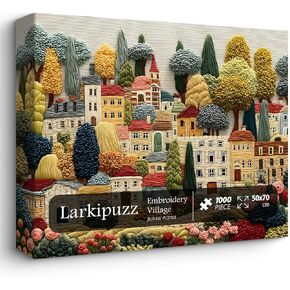 Embroidery Village Jigsaw Puzzle 1000 Pieces, Patchwork Country House Puzzles for Adults Trees, Larkipuzz Impossible Quilting Plants Puzzles for Wall Decor in Saudi Arabia