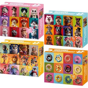 100 قطعة ألغاز للأطفال الذين تتراوح أعمارهم بين 4-6 و6-8 و8-10، 4 عبوات من الحيوانات اللطيفة والكلاب والقطط والكعك للأطفال الذين تتراوح أعمارهم بين 3-5 و4-6 و5-8، و100 قطعة ألغاز كبيرة للبالغين وكبار السن، هدية ألغاز تعليمية (15x10 بوصة) in Kuwait