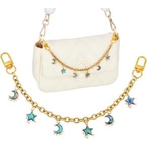 PH PandaHall قطعة واحدة من حقيبة Paua Shell Star Moon Bag Charms سلاسل حقائب مزخرفة ذهبية، مقاس 10.7 بوصة سحر محفظة ذات طابع المحيط لحقيبة اليد وحقائب الكتف وحقائب اليد ومحفظة القابض in Kuwait