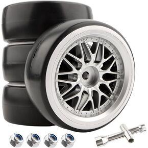 4PCS 1/10 Scale Hard Plastic RC Drift Tires - 12mm Hex Hub On-Road Touring Racing Wheels Compatible with Traxxas 4 Tec 2.0 Tamiya TT01 XV01 Kyosho WR8 Sakura WLtoys HPI Touring Racing Car in Saudi Arabia