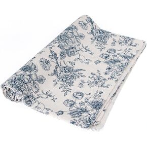 Linen Blue Floral Fabric by The Yard - Upholstery Fabric by The Yards Floral Pattern Sewing Quilting Cloth 60 Inch Width for Chairs Sofas Tablecloth Curtains Reupholstery DIY Projects - 2 Yard in Kuwait