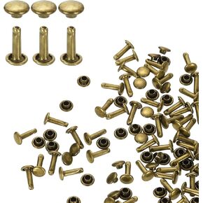 harfington 100 مجموعات مزدوجة غطاء المسامير 12x8mm الكربون الصلب جولة رئيس يستقر ترصيع السحابات المعدنية أنبوبي ترصيع لإصلاح الحرف الجلدية الديكور، الفضة in Kuwait