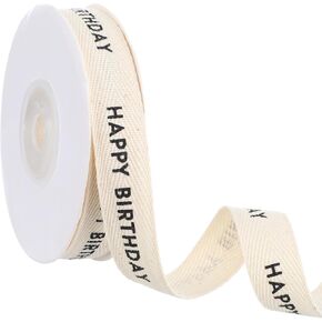 Happy Birthday Cotton Ribbon, 5/8 Inch x 10 Yard Natural Twill Tape for Gift Wrapping Bouquet Crafts Baking Crafts Birthday Party Decoration in Saudi Arabia